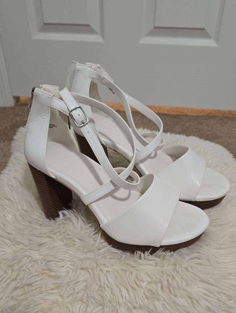 torrid White Strappy Platform Block Heel Sandals